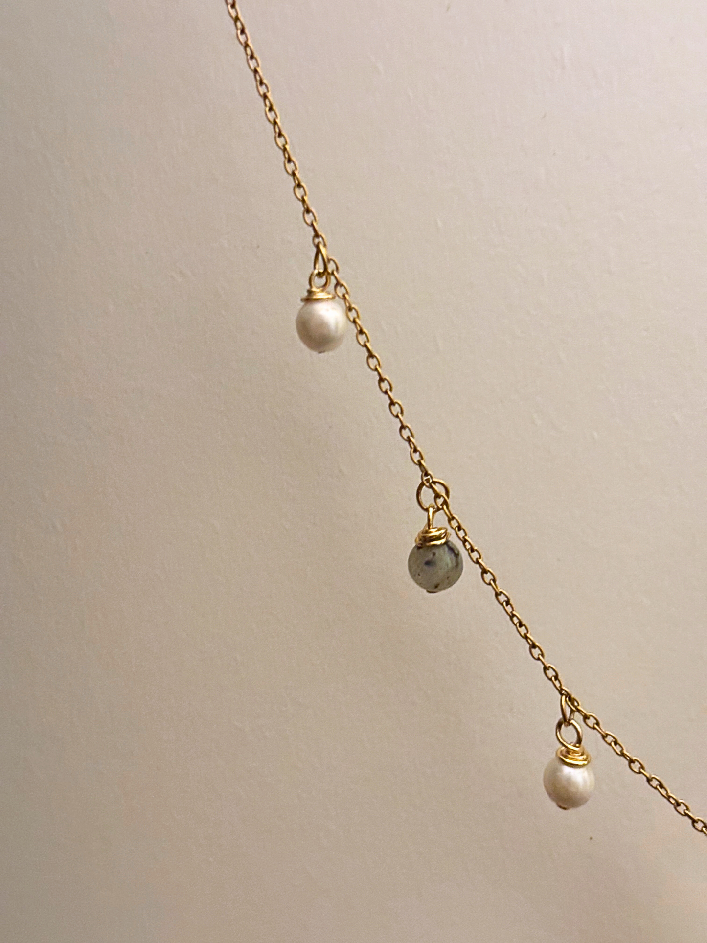 Handmade Labradorite Pendant Necklace - 18k plated
